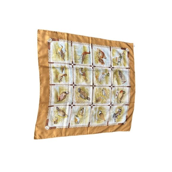 GUCCI: Silk Scarf With Birds & Logo #L069 - Picture 2 of 12